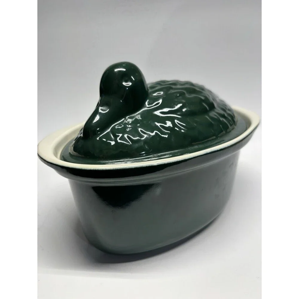 Chasseur French Duck Enameled Cast Iron Terrine Tureen Hunter Green 1.25 Qt